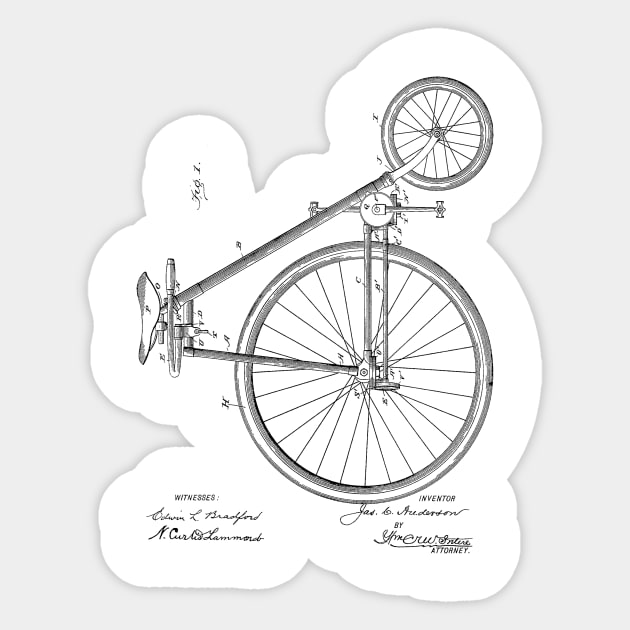 Bicycle Vintage Patent Hand Drawing Sticker by TheYoungDesigns